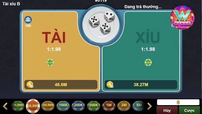 Hướng dẫn cách chơi tài xỉu Won99 cho newbie