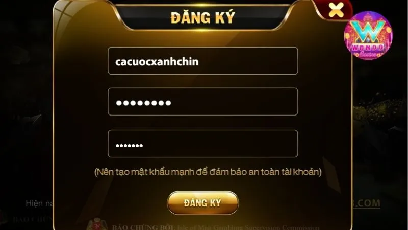 Tham gia cá cược bằng cách hoàn tất đăng ký tài khoản